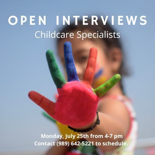 open interviews advertisement, child with painted hand