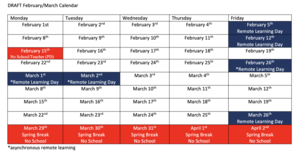 Updated February/March Calendar