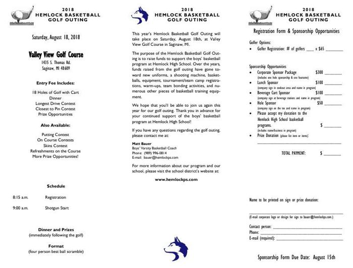 Golf outing information