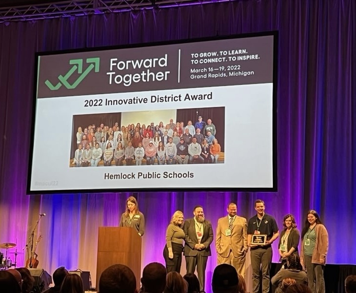 Hemlock Staff Receiving the 2022 Innovative District Award